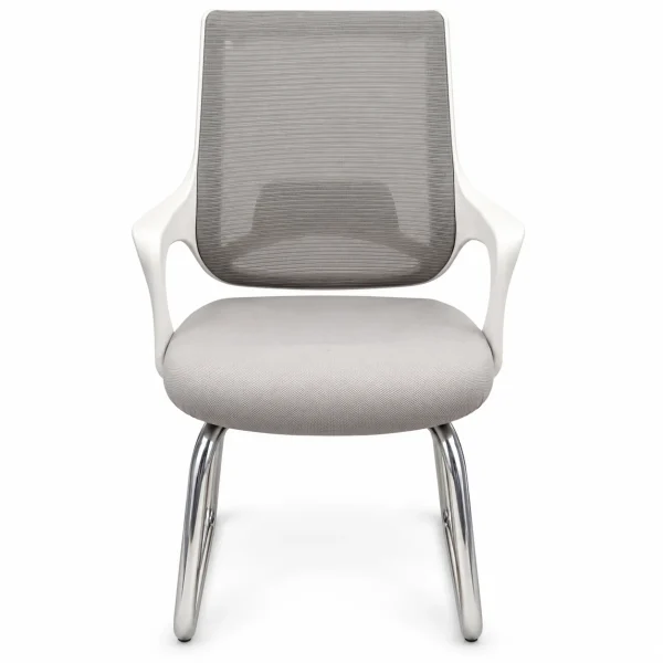 Grey Visitor Chair, White Frame