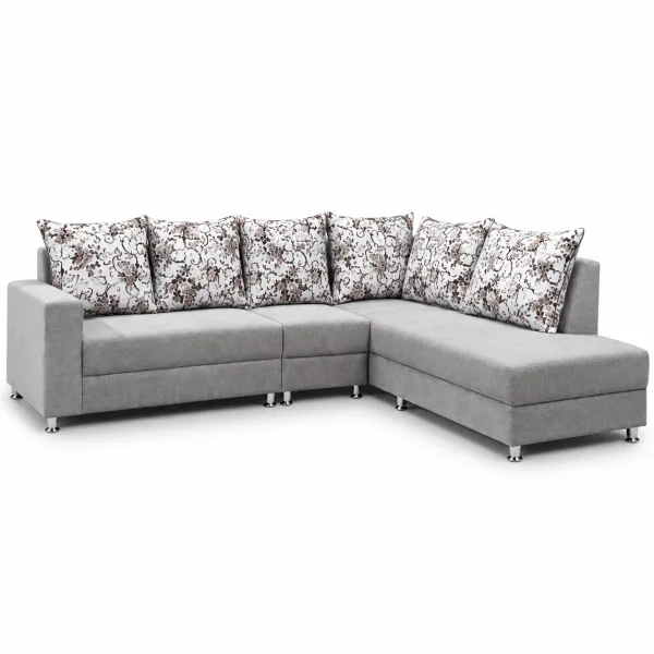 Grey Floral L-Sofa