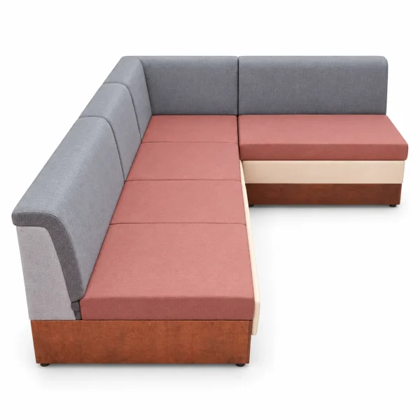 Grey & Coral L-Sofa