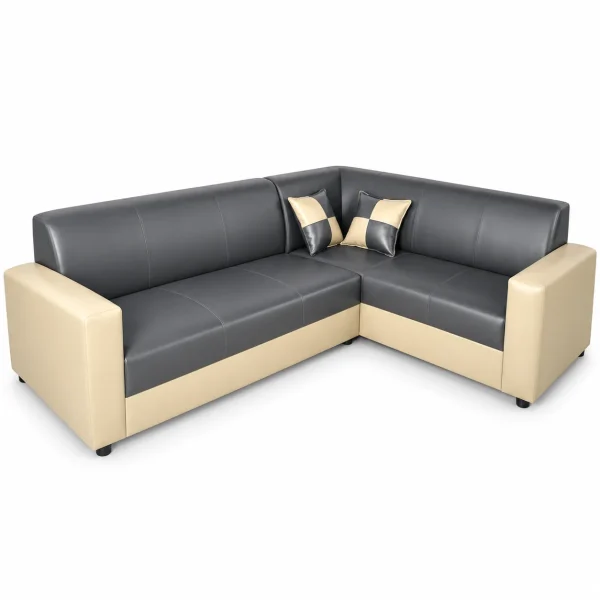 Charcoal & Cream Corner Sofa