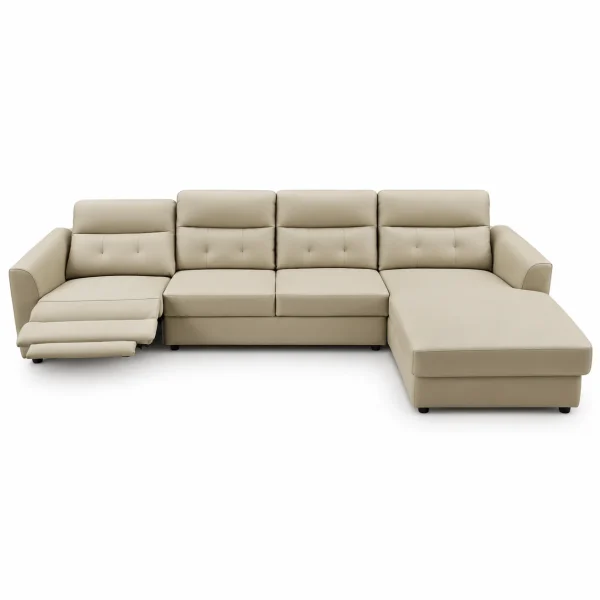 Ivory L-Sofa with Recliner