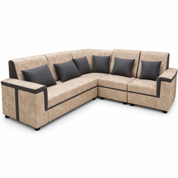 Beige & Black Corner Sofa