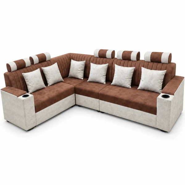 Brown & White Corner Sofa