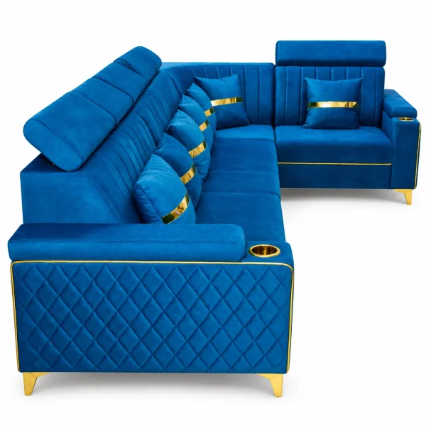 Royal Blue Quilted Sectional