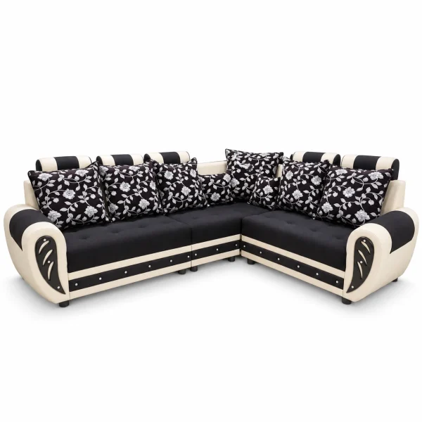 Black & White Damask Corner Sofa