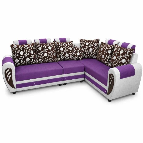 Purple & White Corner Sofa