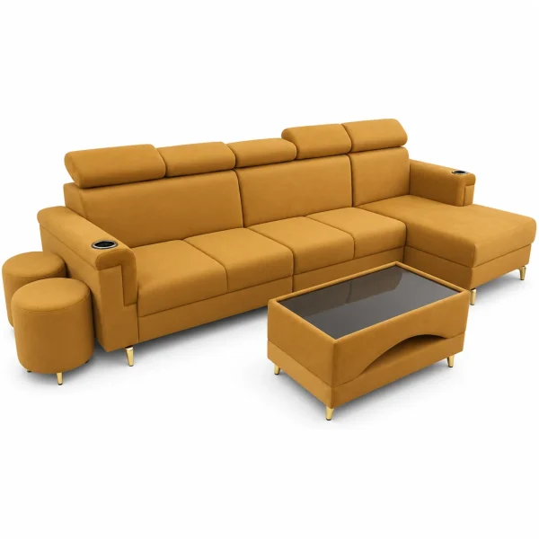 Mustard L-Sofa Set