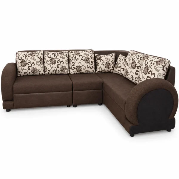 Brown Damask Corner Sofa