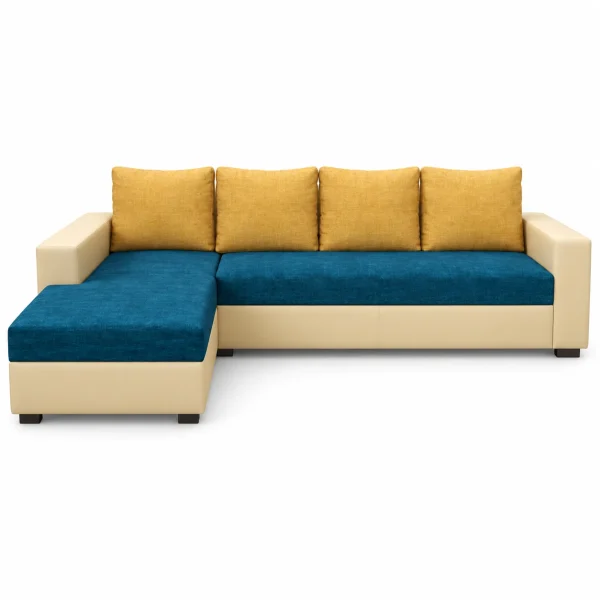 Teal & Cream L-Sofa
