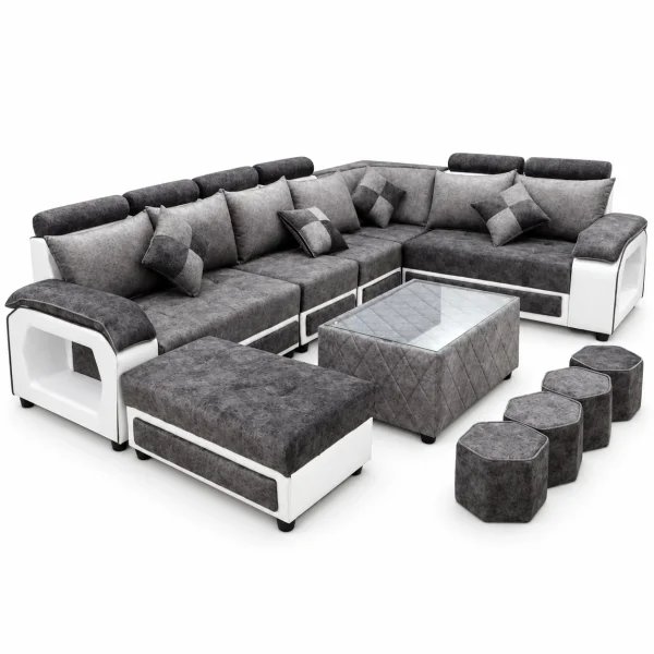 Grey & White Sectional Set