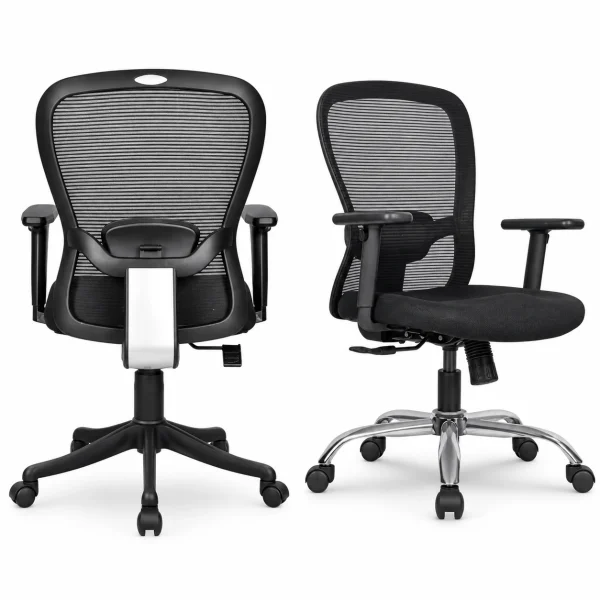Black Task Chair, Chrome Base