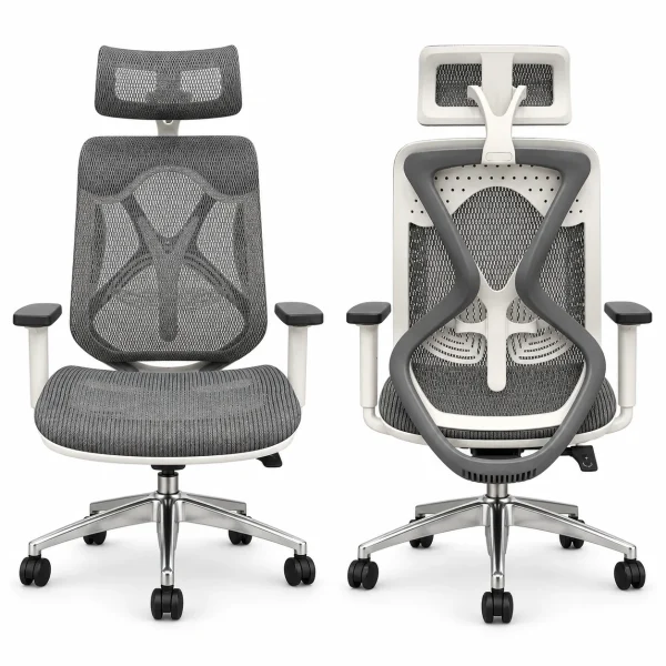 Grey Ergo Chair, Chrome Base