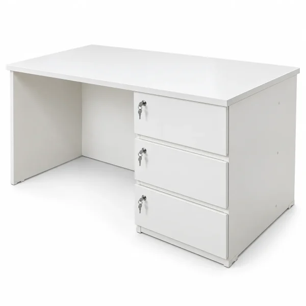 White 3-Drawer Desk