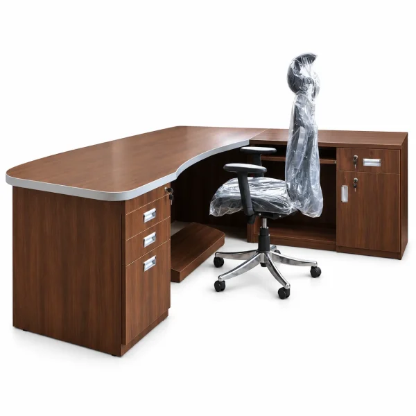 Walnut Curved L-Desk