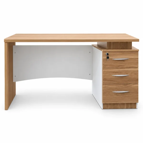 Oak & White Curved Desk