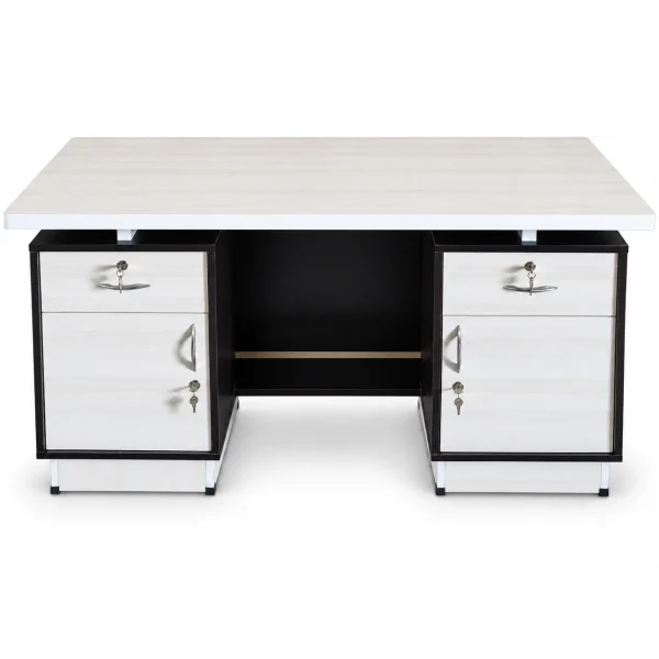 White Twin-Pedestal Desk